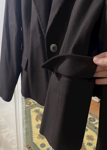 Acıkahve Düğmeli kaşe Kadın Blazer Ceket - Görsel 3