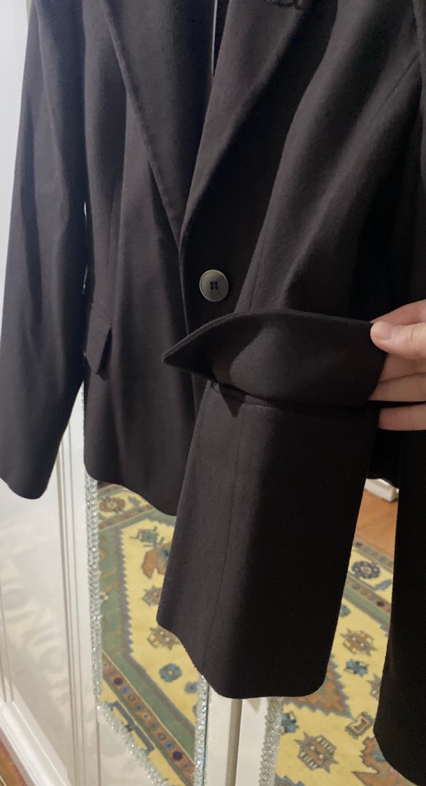 Acıkahve Düğmeli kaşe Kadın Blazer Ceket - Görsel 3