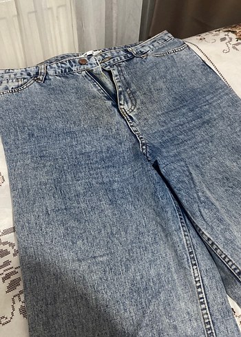 Düğmeli açık mavi  Kadın Kot Pantolon - Görsel 2