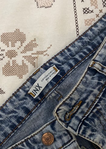 Düğmeli açık mavi  Kadın Kot Pantolon - Görsel 3