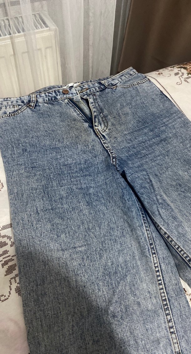 Düğmeli açık mavi  Kadın Kot Pantolon - Görsel 2