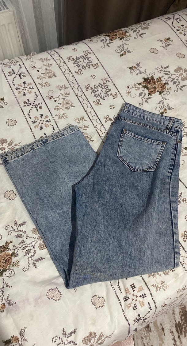 Düğmeli açık mavi  Kadın Kot Pantolon - Görsel 4