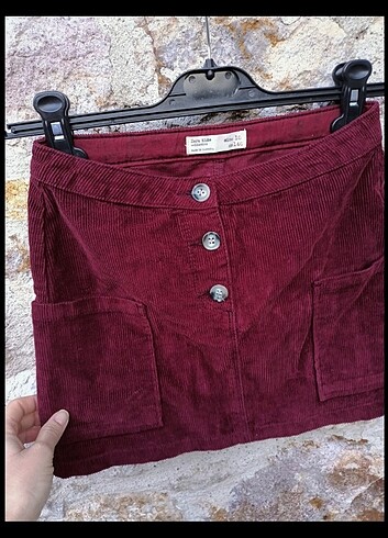 10 Yaş Beden bordo Renk Kadife Etek