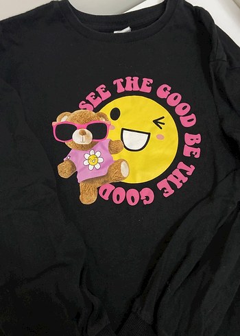 Kız Çocuk Siyah Renkli Baskılı Tişört - Görsel 3