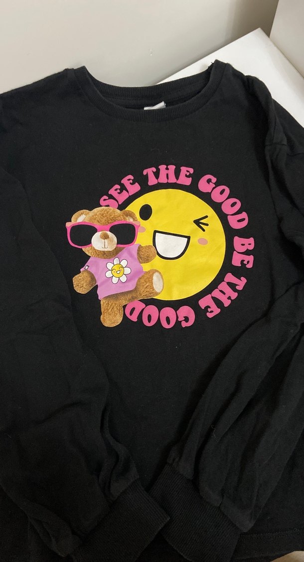 Kız Çocuk Siyah Renkli Baskılı Tişört - Görsel 3