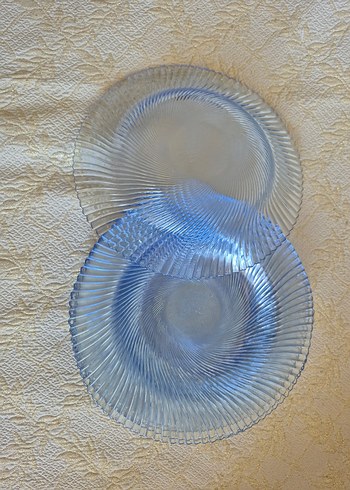 Vintage Mavi Parlak Cam Yemek Tabağı - Görsel 5