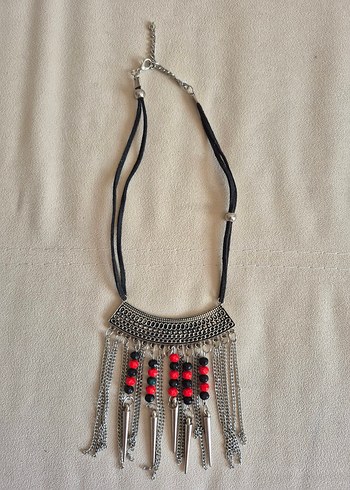 Uzun Renkli Boncuklu Bohem Kadın Kolye - Görsel 5