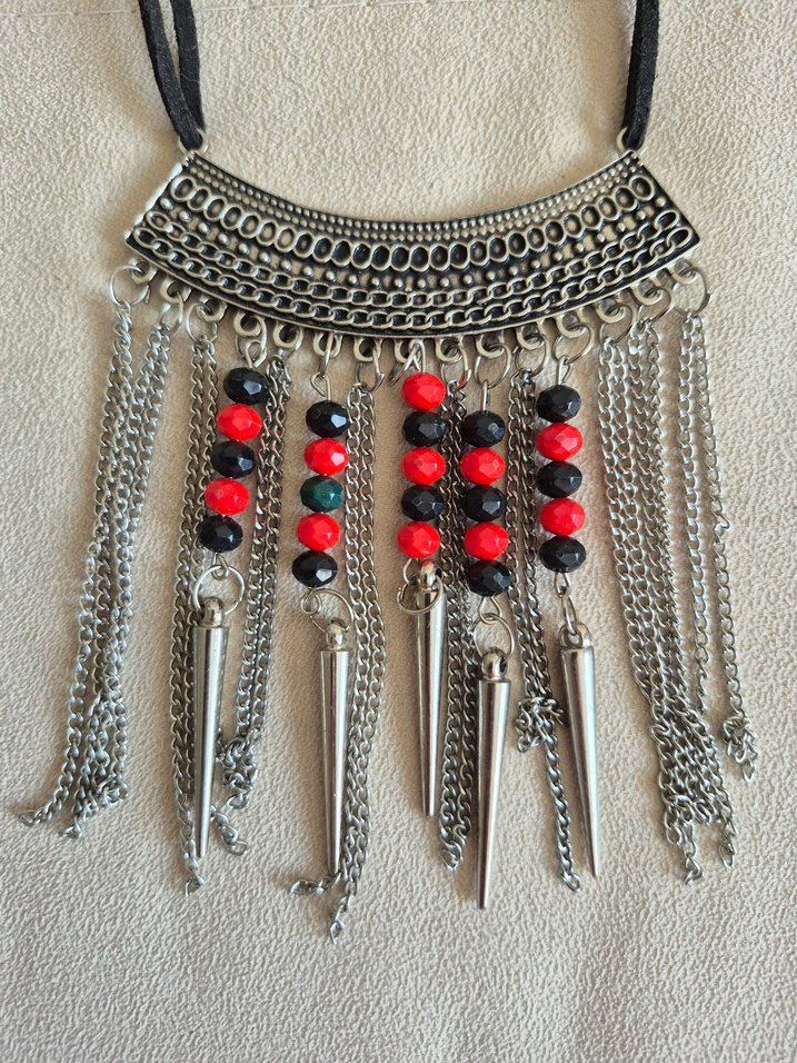 Uzun Renkli Boncuklu Bohem Kadın Kolye - Görsel 3