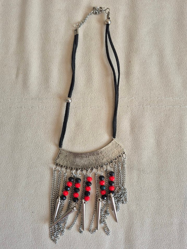 Uzun Renkli Boncuklu Bohem Kadın Kolye - Görsel 4
