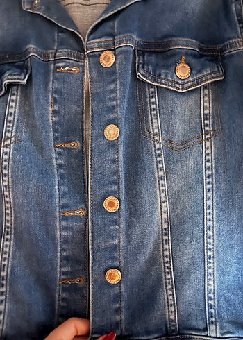 LCW Düğmeli Mavi Kadın Denim Ceket - Görsel 2