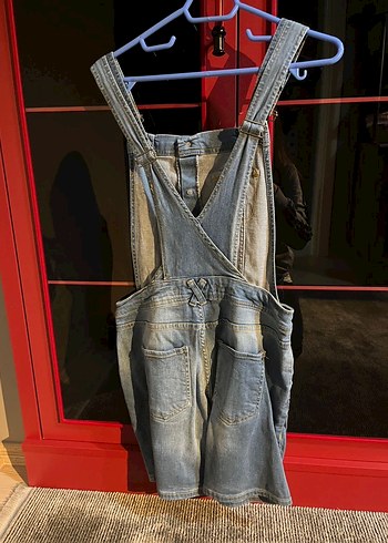 LCW Kadın Gri Denim Midi Askılı Tulum - Görsel 2