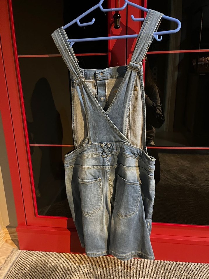 LCW Kadın Gri Denim Midi Askılı Tulum - Görsel 2
