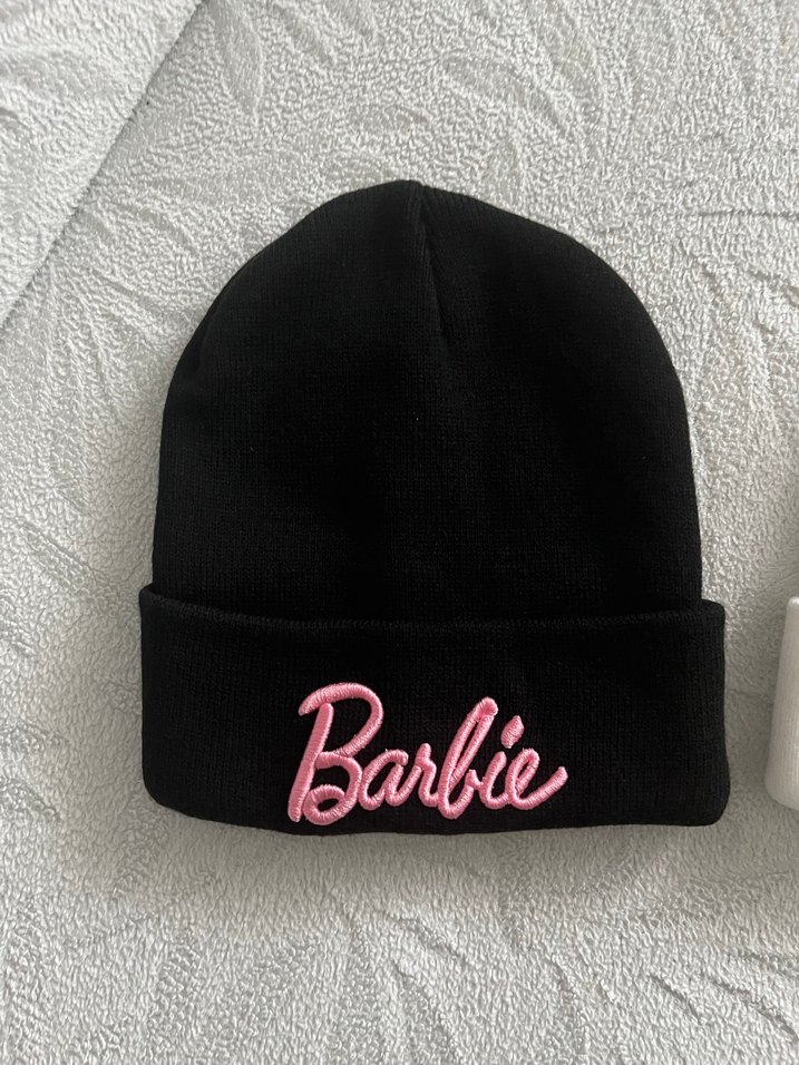 Kadın Beyaz Barbie Nakışlı Pamuklu Bere - Görsel 3