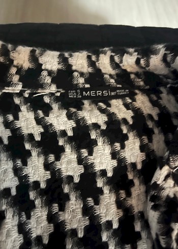 Kadın Siyah Beyaz Desenli Midi Ceket Etek Takım - Görsel 5