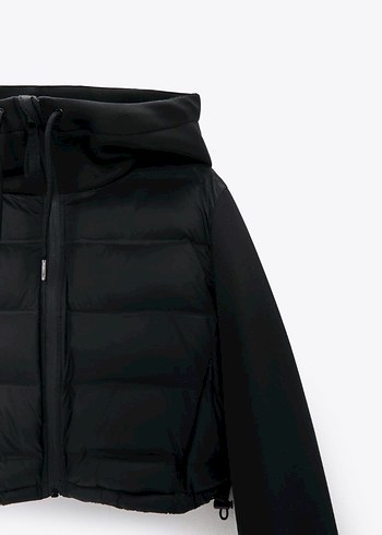 Zara Kadın Siyah Kapitone Kemerli Spor Ceket - Görsel 6