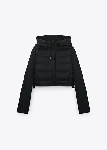 Zara Kadın Siyah Kapitone Kemerli Spor Ceket - Görsel 2