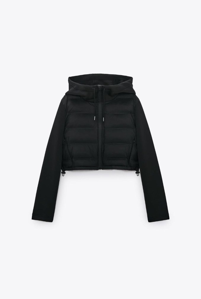 Zara Kadın Siyah Kapitone Kemerli Spor Ceket - Görsel 2