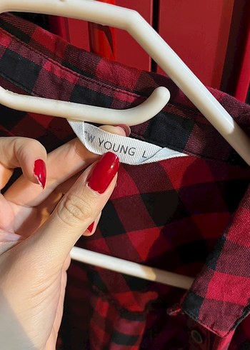 LCW Kadın Kırmızı Kareli Düğmeli Gömlek - Görsel 3