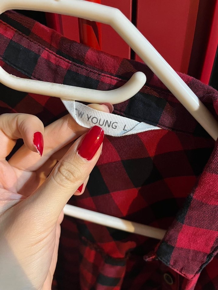 LCW Kadın Kırmızı Kareli Düğmeli Gömlek - Görsel 3