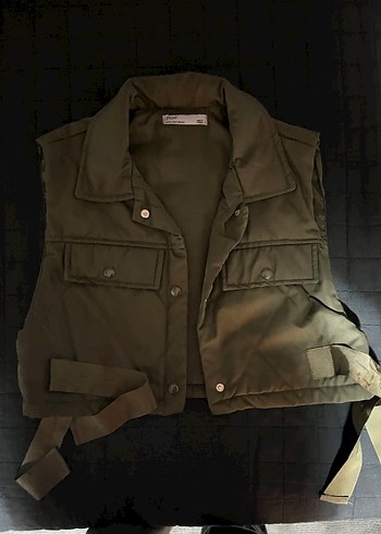 Kahverengi Kamuflaj Desenli Kemerli Kadın Yelek - Görsel 6