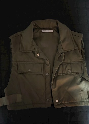 Kahverengi Kamuflaj Desenli Kemerli Kadın Yelek - Görsel 3