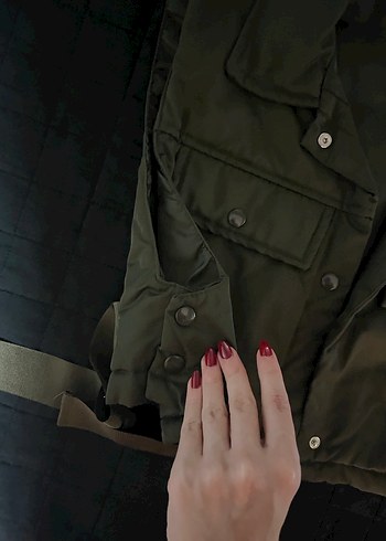 Kahverengi Kamuflaj Desenli Kemerli Kadın Yelek - Görsel 5