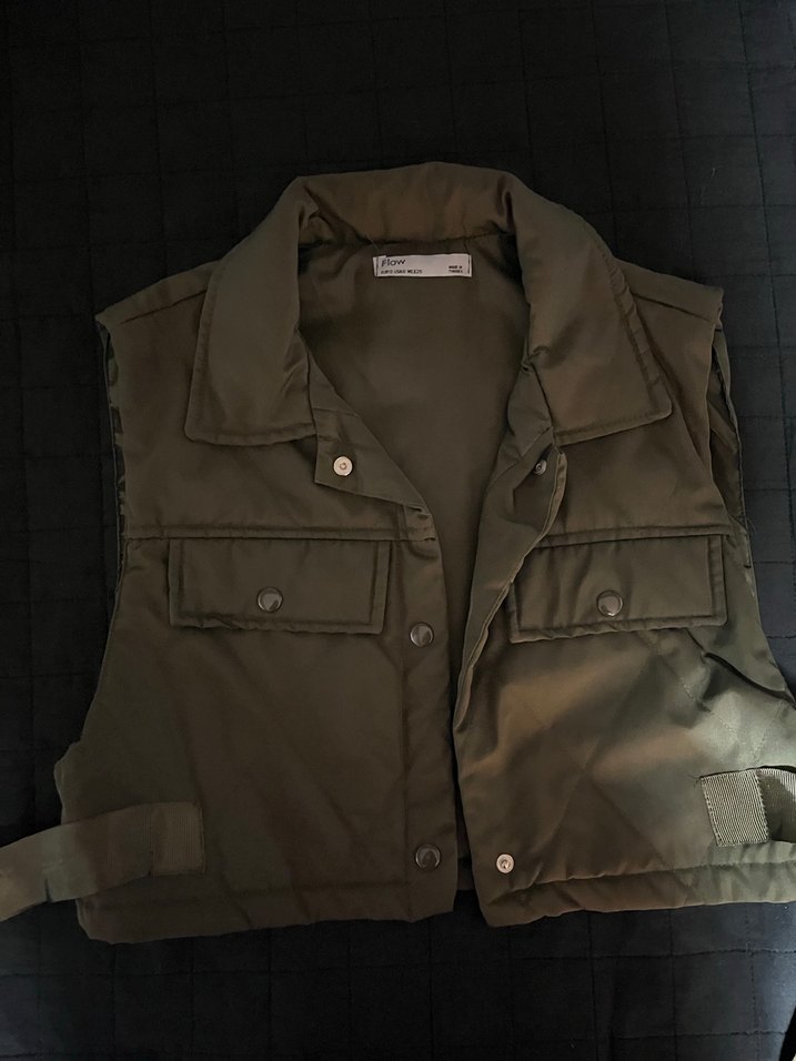 Kahverengi Kamuflaj Desenli Kemerli Kadın Yelek - Görsel 3