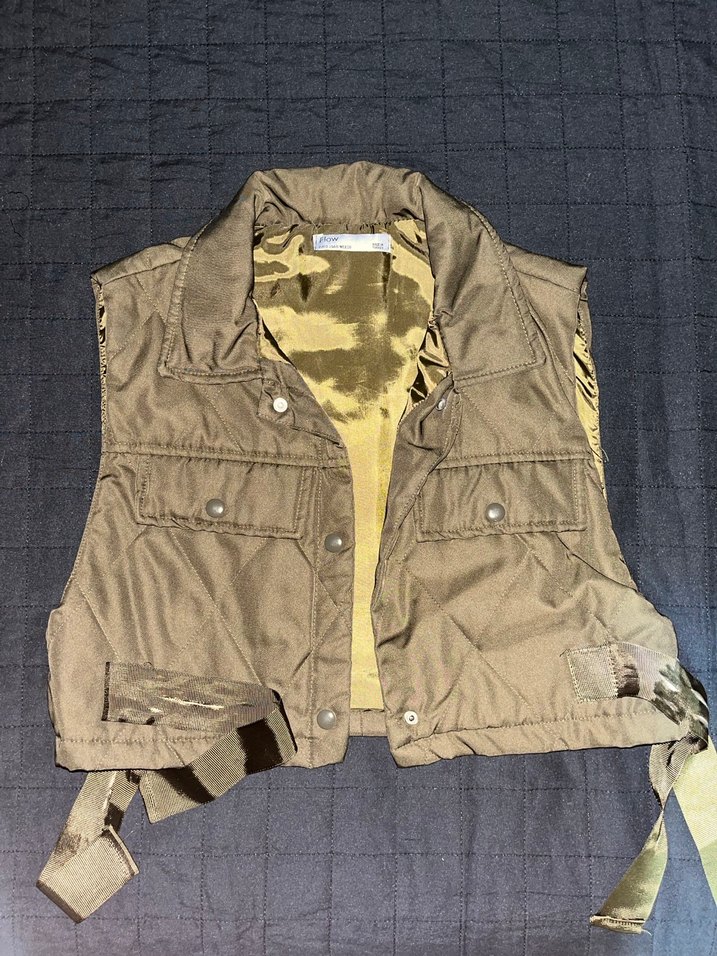 Kahverengi Kamuflaj Desenli Kemerli Kadın Yelek - Görsel 4