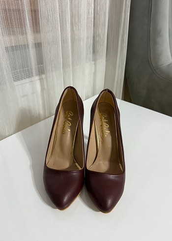 Diğer Bordo Stiletto Topuklu Kadın Ayakkabı