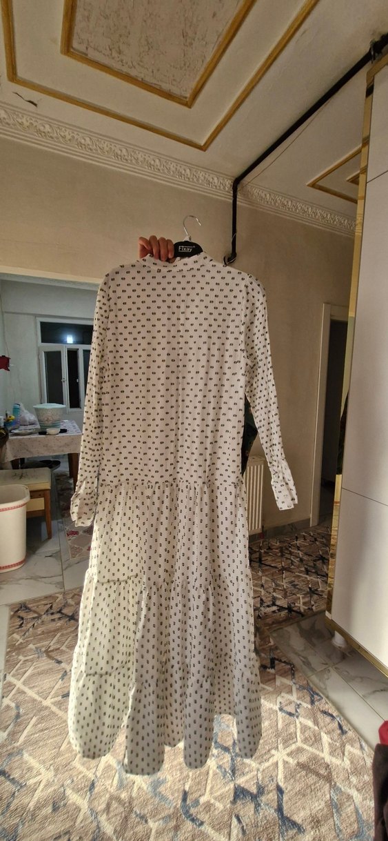 Uzun Kollu Bohem Beyaz Uzun Elbise - Görsel 2