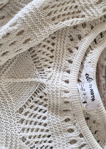 İşlemeli Beyaz Örgü Kadın Kazak - Görsel 2