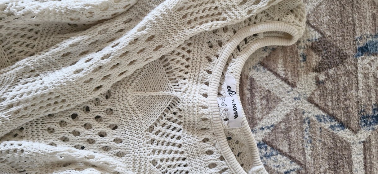 İşlemeli Beyaz Örgü Kadın Kazak - Görsel 2