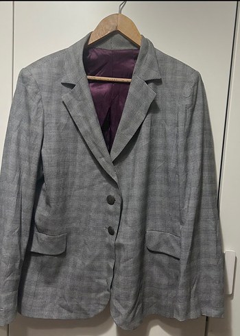 Gri Düğmeli Kadın Blazer Ceket - Görsel 4