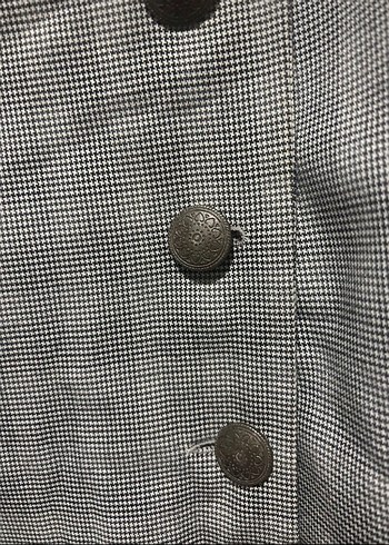 Gri Düğmeli Kadın Blazer Ceket - Görsel 3