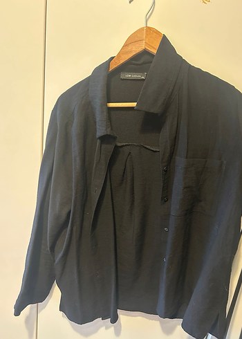 Siyah Kadın Keten Gömlek - Görsel 4