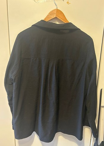 Siyah Kadın Keten Gömlek - Görsel 6