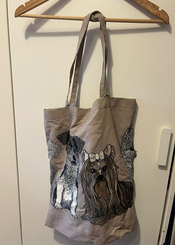 Köpek Desenli Baskılı Kadın Kumaş Çanta - Görsel 4