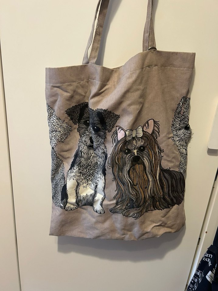 Köpek Desenli Baskılı Kadın Kumaş Çanta - Görsel 3