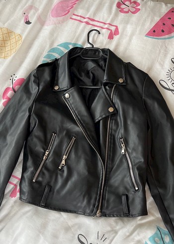 Bershka Siyah Deri Biker Ceket