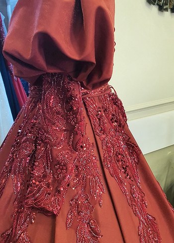 38 Beden Bordo İşlemeli Uzun Kollu Kadın Bindallı