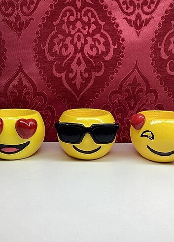 Emoji Dekorasyon Saksı | Biblo | Kalemlik | Mumluk