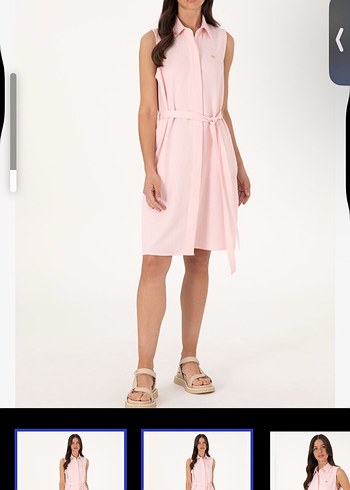 U.S Polo Assn. Pembe Kemerli Kolsuz Mini Elbise