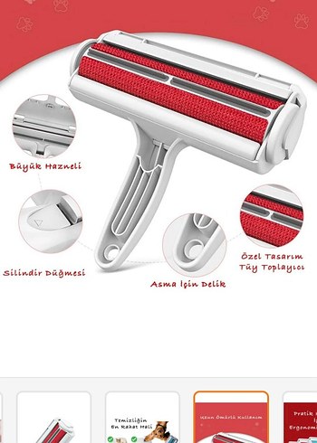 Hazneli Mavi Tüy Toplayıcı Kedi ve Köpek Fırçası - Görsel 2