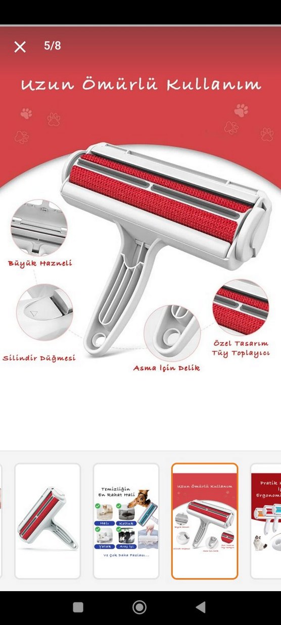 Hazneli Mavi Tüy Toplayıcı Kedi ve Köpek Fırçası - Görsel 2