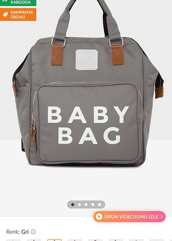 Gri Baskılı Bebek Çantası - Görsel 2