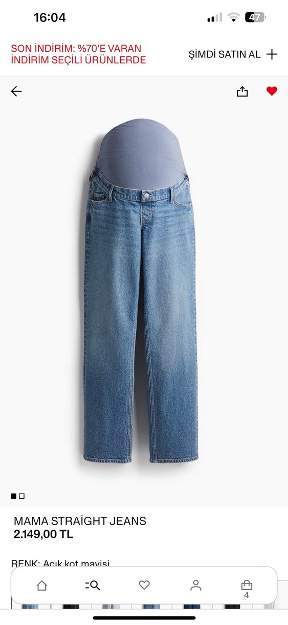 Kot rengi Hamile Kot Pantolon Bol Kesim - Görsel 5