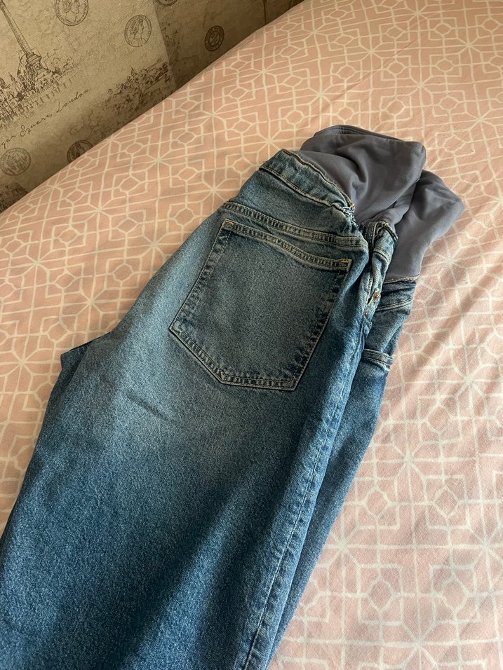 Kot rengi Hamile Kot Pantolon Bol Kesim - Görsel 4