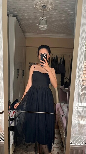 Diğer Askili midi elbise