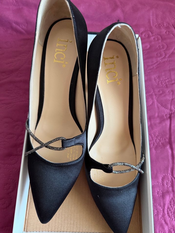 İnci Abiye Parlak Siyah Tokalı Stiletto Topuklu Kadın Ayakkabı - Görsel 4