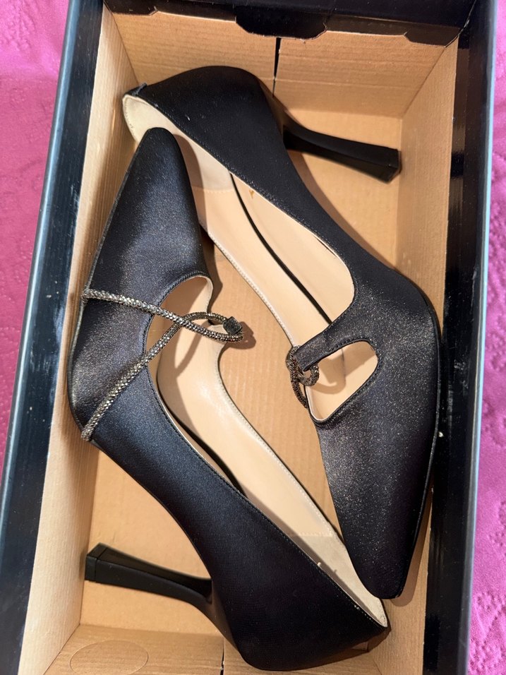 İnci Abiye Parlak Siyah Tokalı Stiletto Topuklu Kadın Ayakkabı - Görsel 2